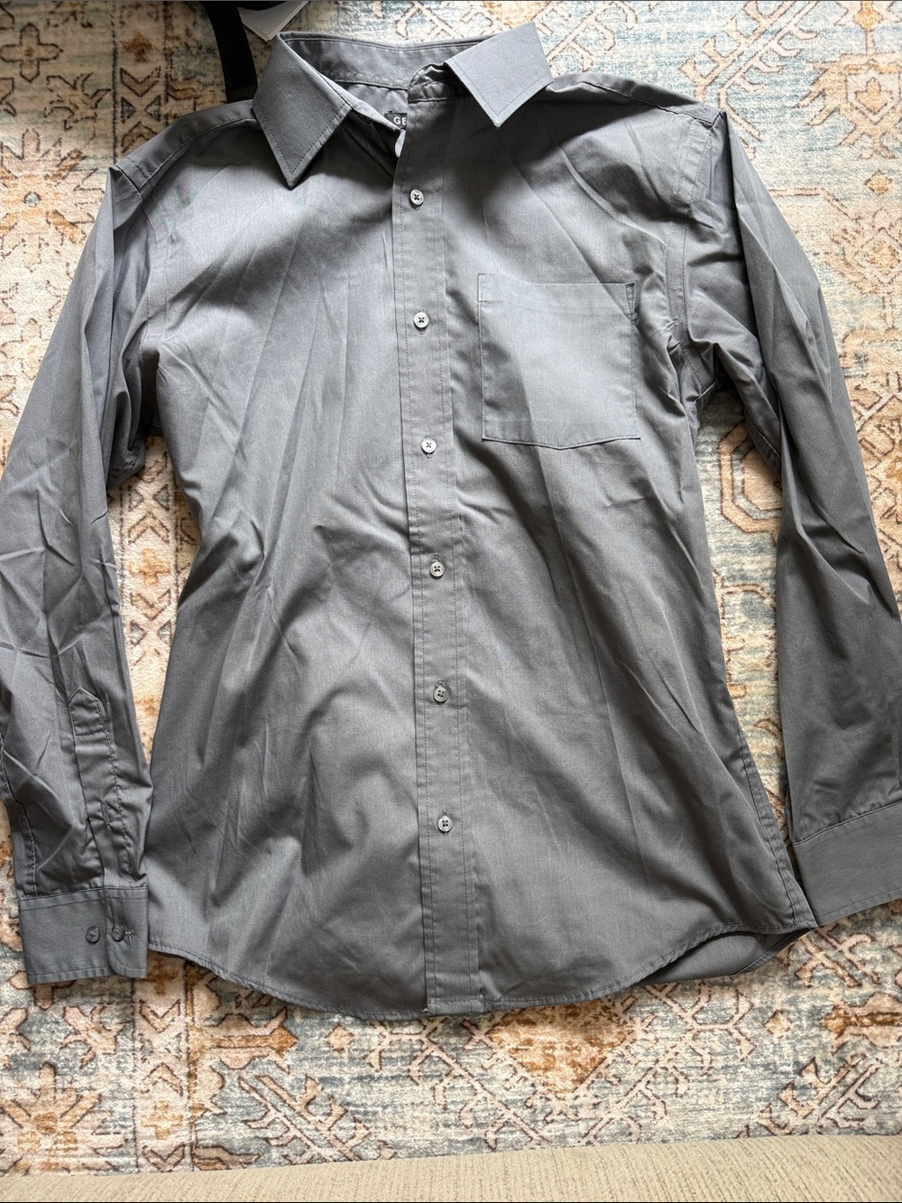 George Men's Gray Long-Sleeve Dress Shirt Small